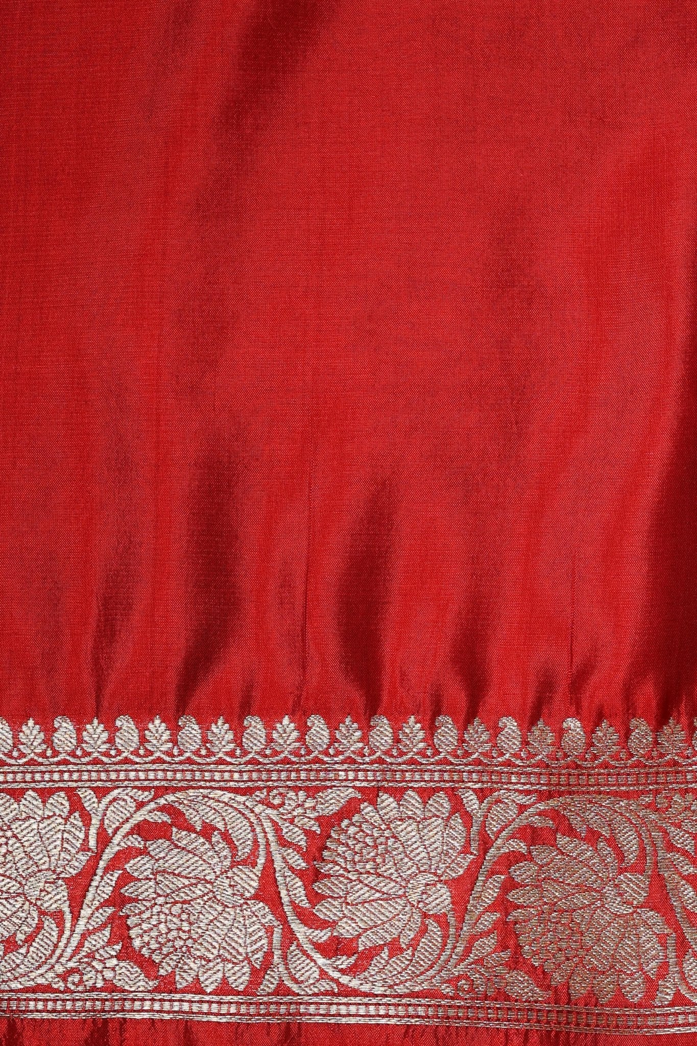 Handwoven Deep Vermilion Classic in Katan Silk - Banarasiya