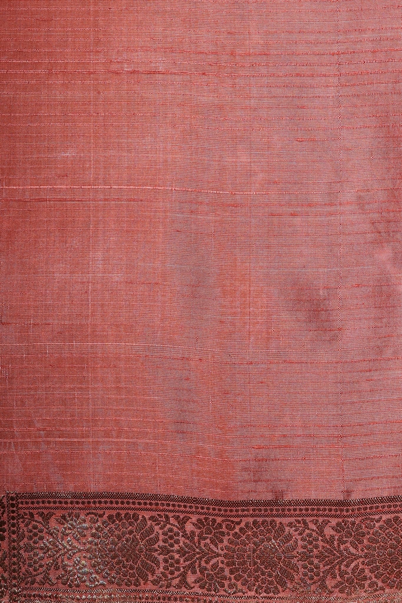 Handwoven Matka Tussar Saree in Brick Tone - Banarasiya