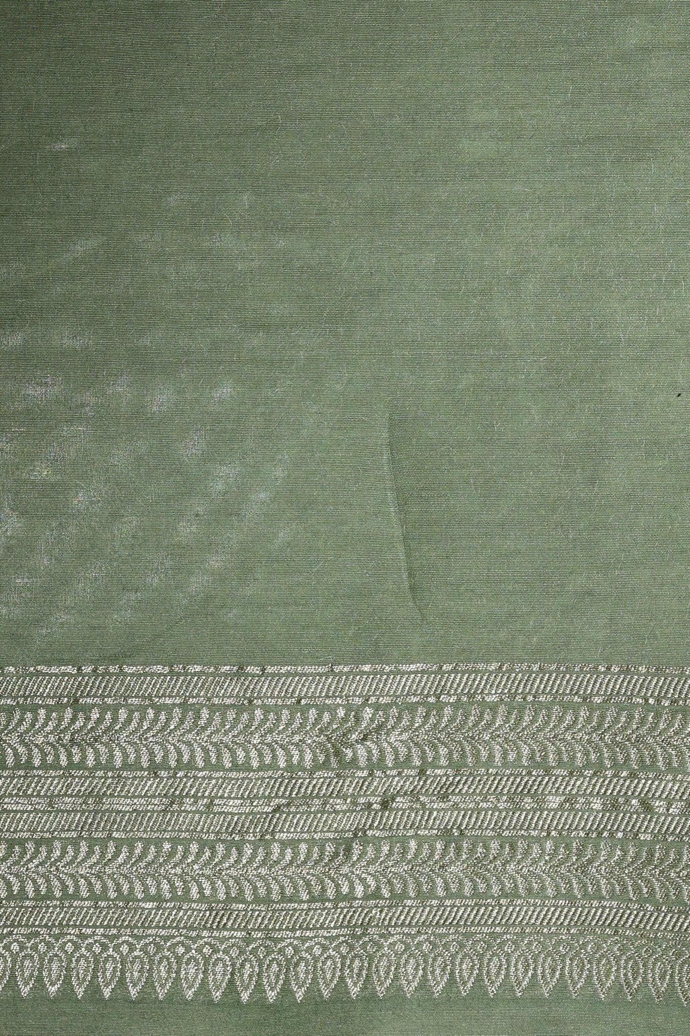 Pure Tussar Georgette in Teal - Green with Meenakari Threadwork - Banarasiya