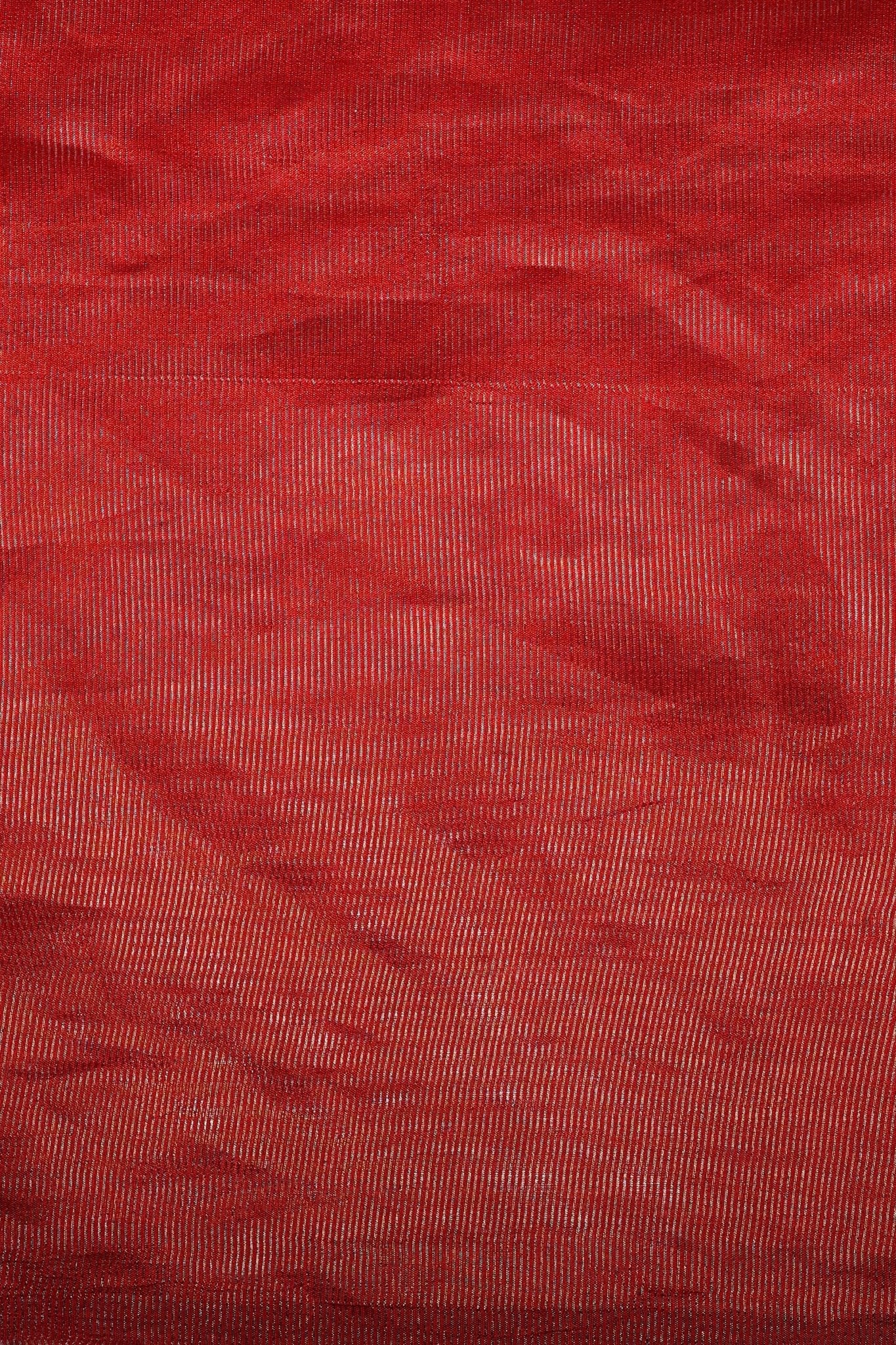 Tissue Chiniya Silk in Rich Red with Figure Motifs - Banarasiya