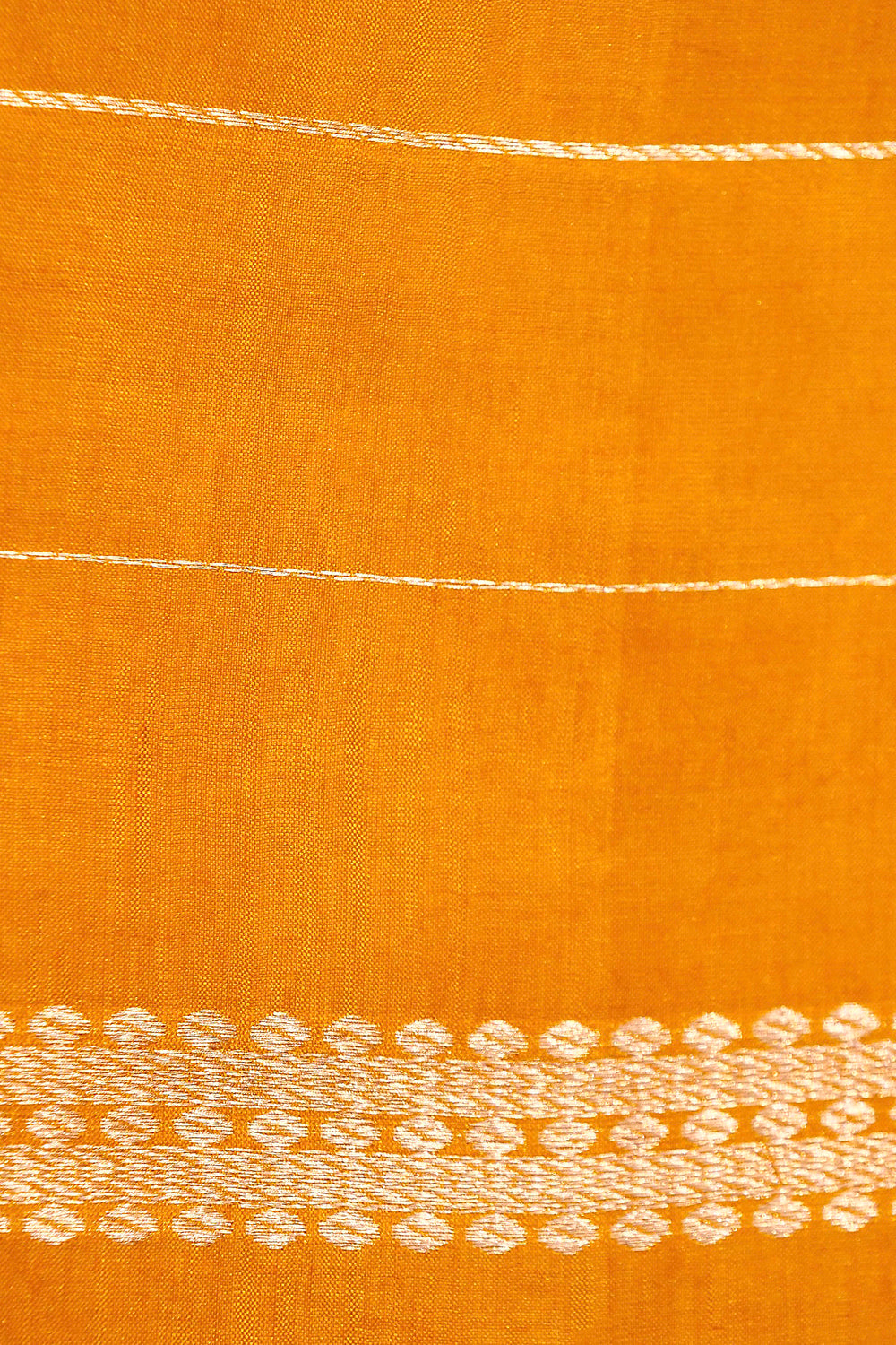 Handwoven Mustard Katan Silk Saree with Floral Motifs & Satin Border