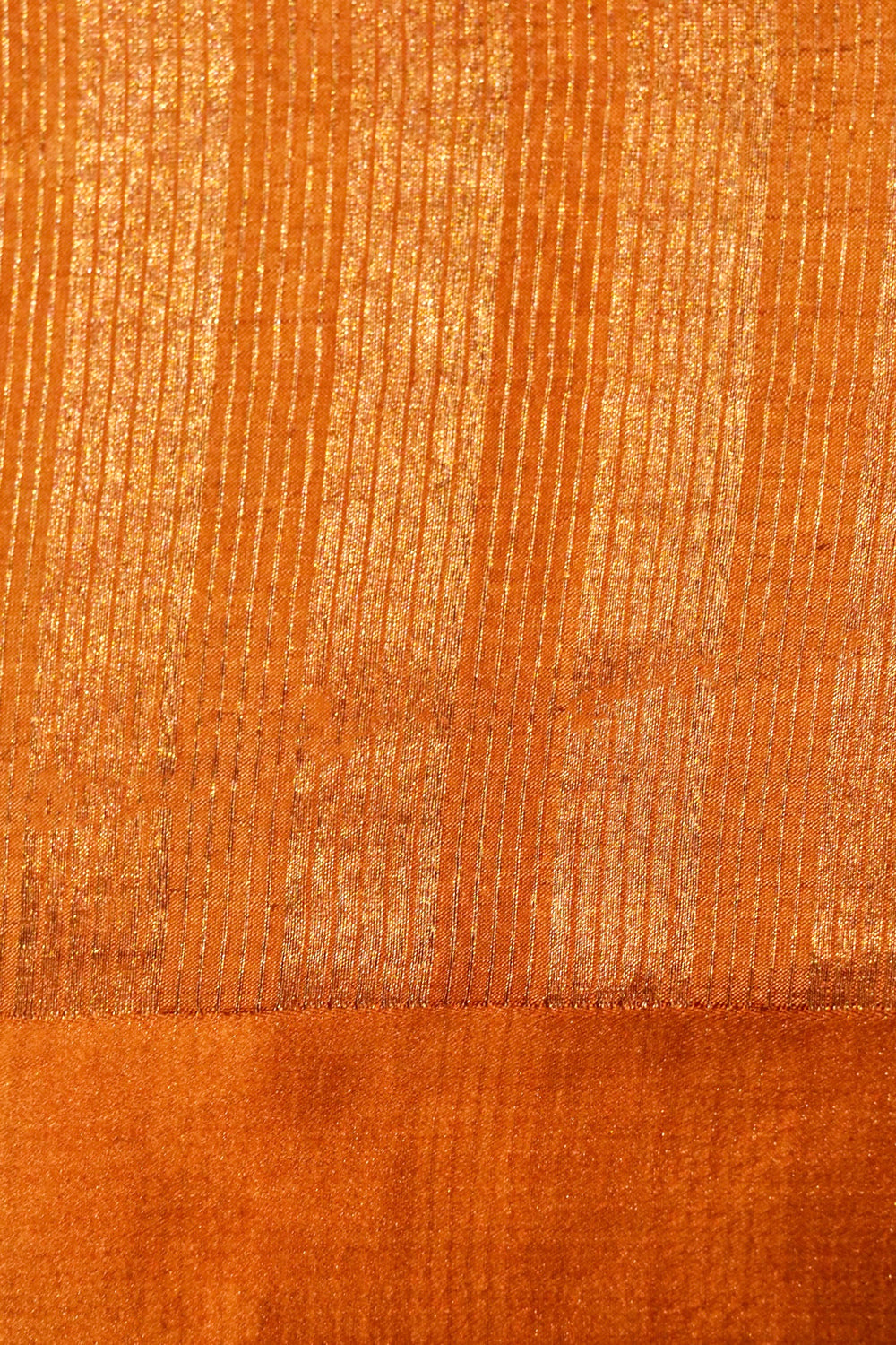 Handwoven Mustard Yellow Striped Katan-Tissue Silk Saree