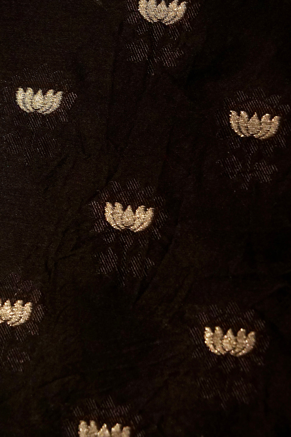 Floral Noir: Hand-Printed Kora Organza Saree