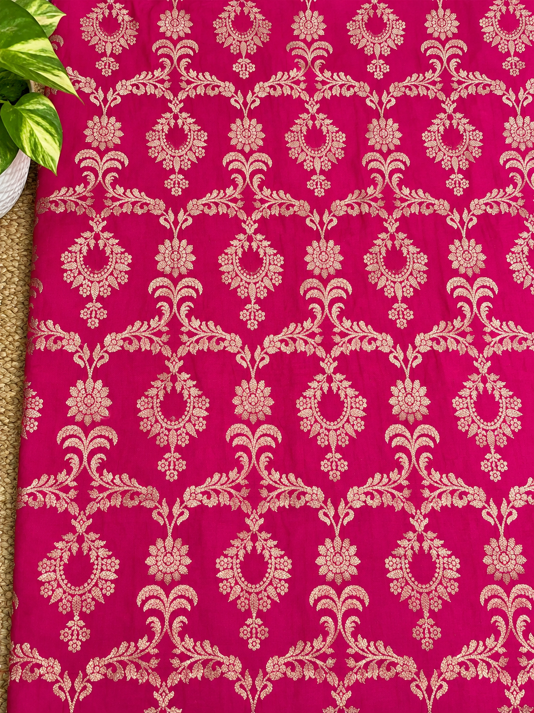 PURE KATAN SILK SUIT SET IN RANI PINK