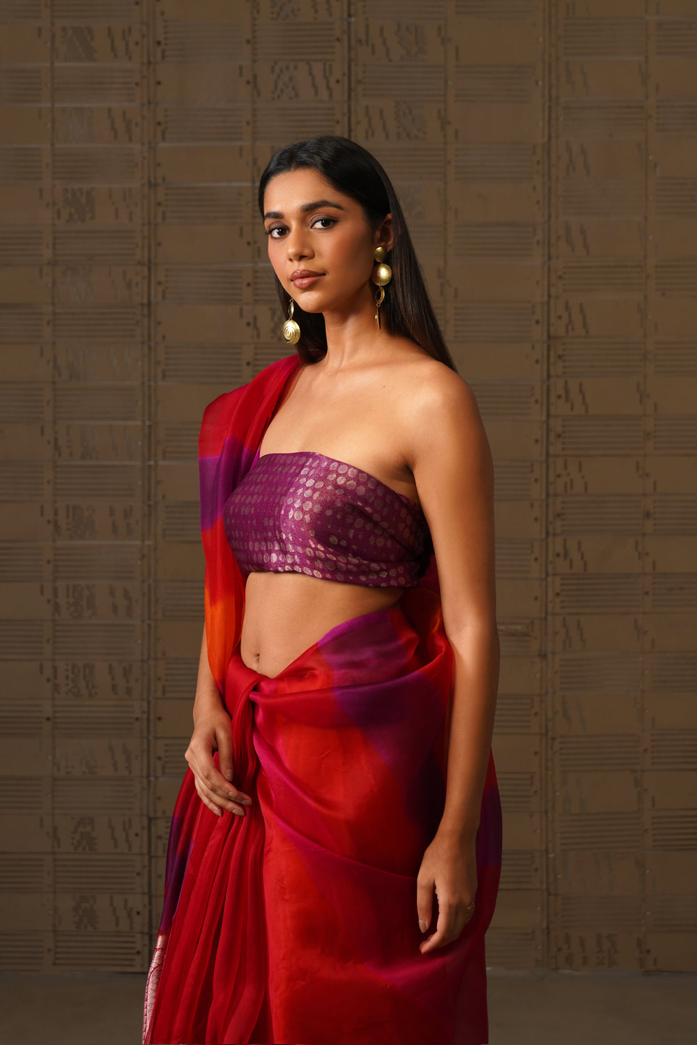 Multicolor Hand-Dyed Pure Kora Organza Saree