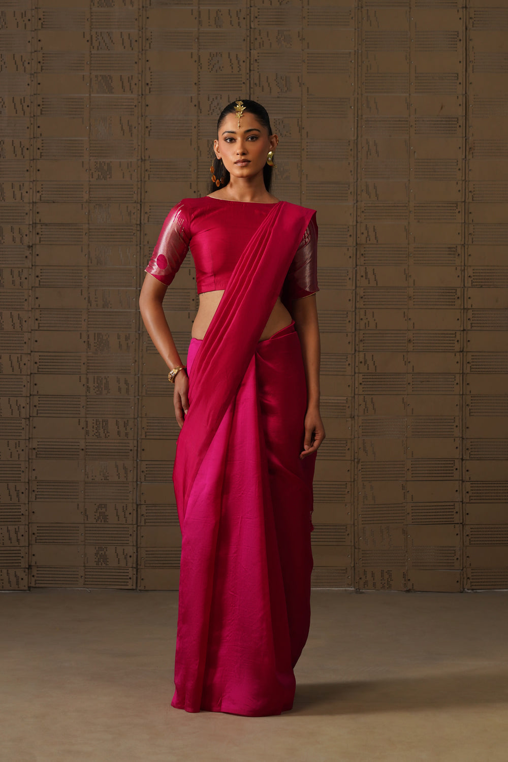 Rani Pink Horse Motif Katan Silk Saree