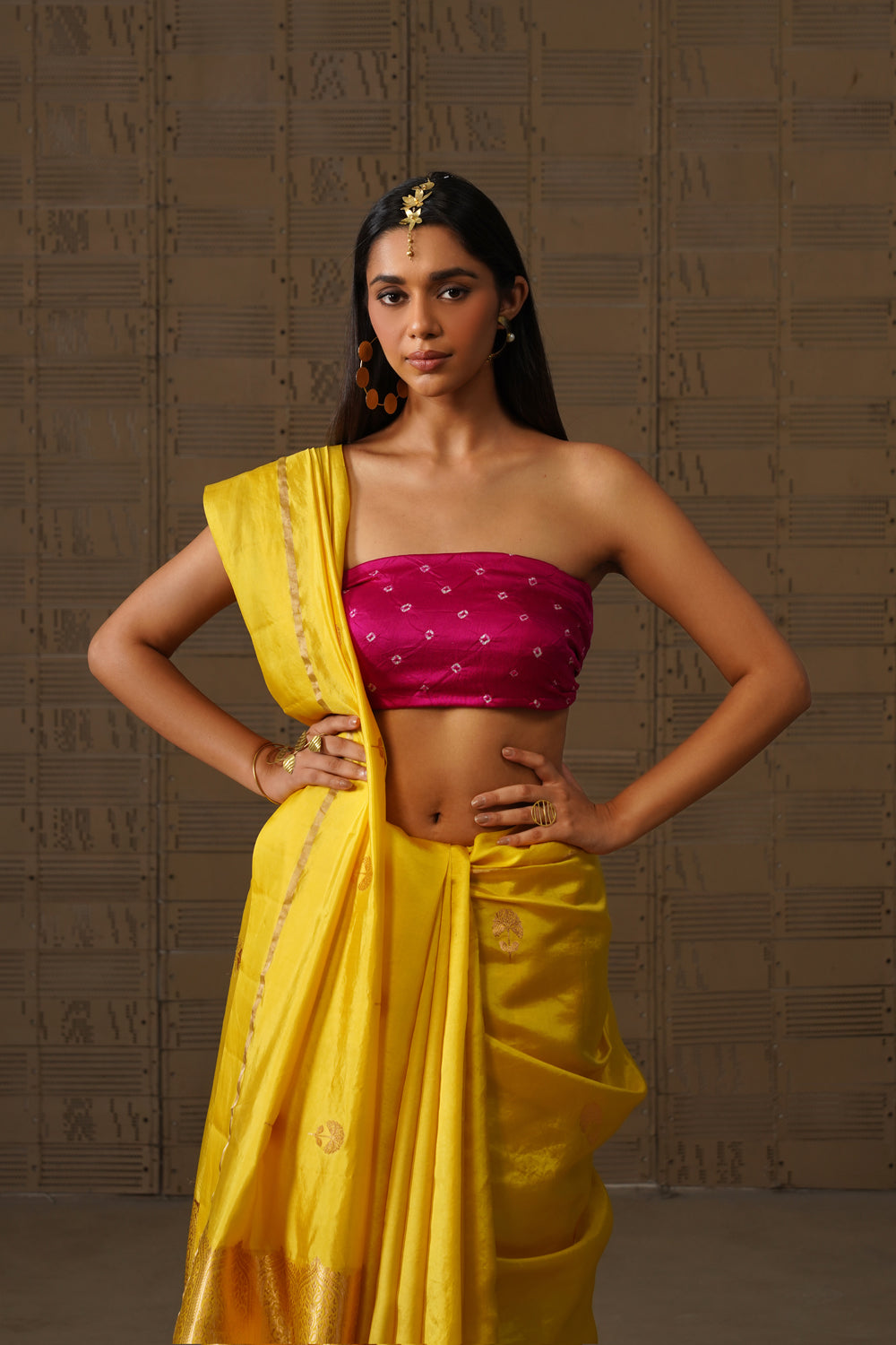 Sunshine Yellow Sona Rupa Katan Silk Saree