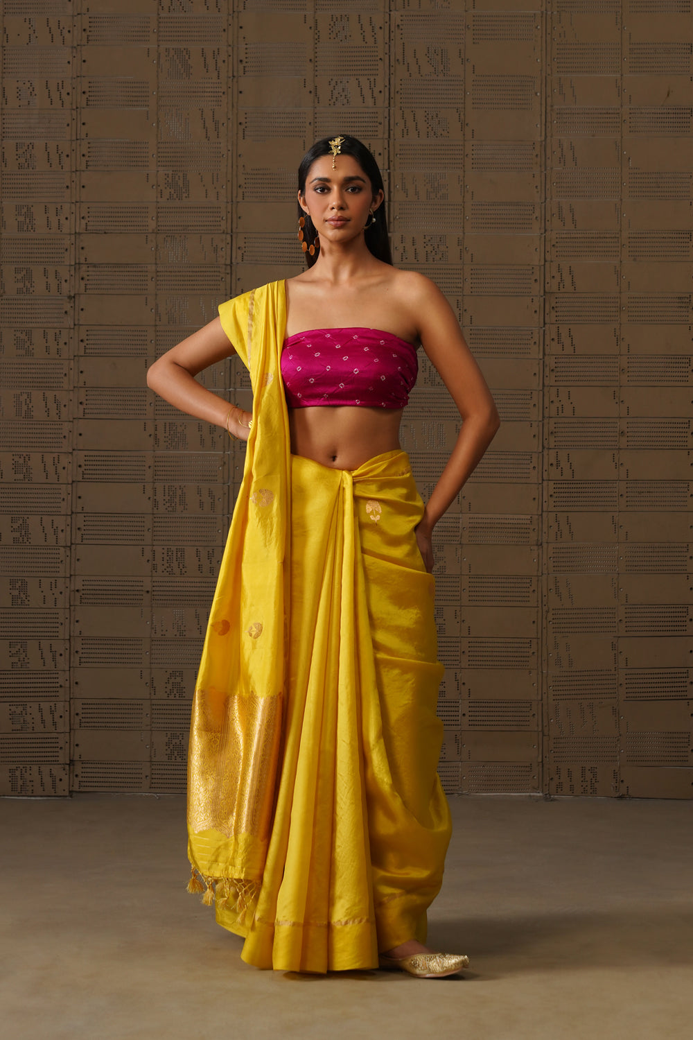Sunshine Yellow Sona Rupa Katan Silk Saree