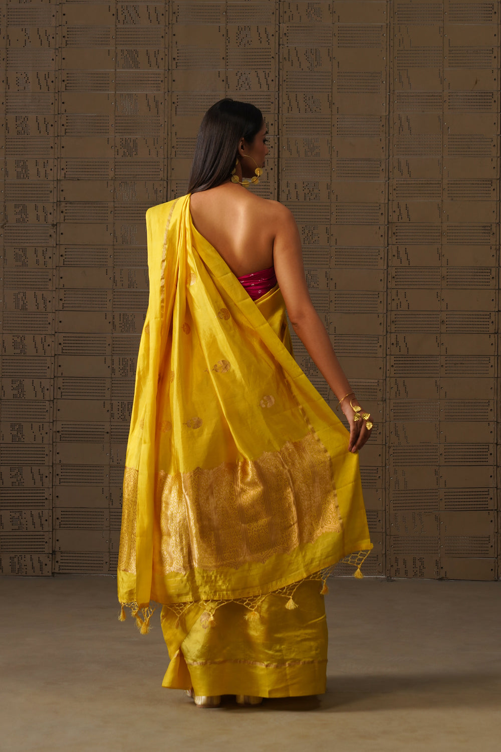 Sunshine Yellow Sona Rupa Katan Silk Saree