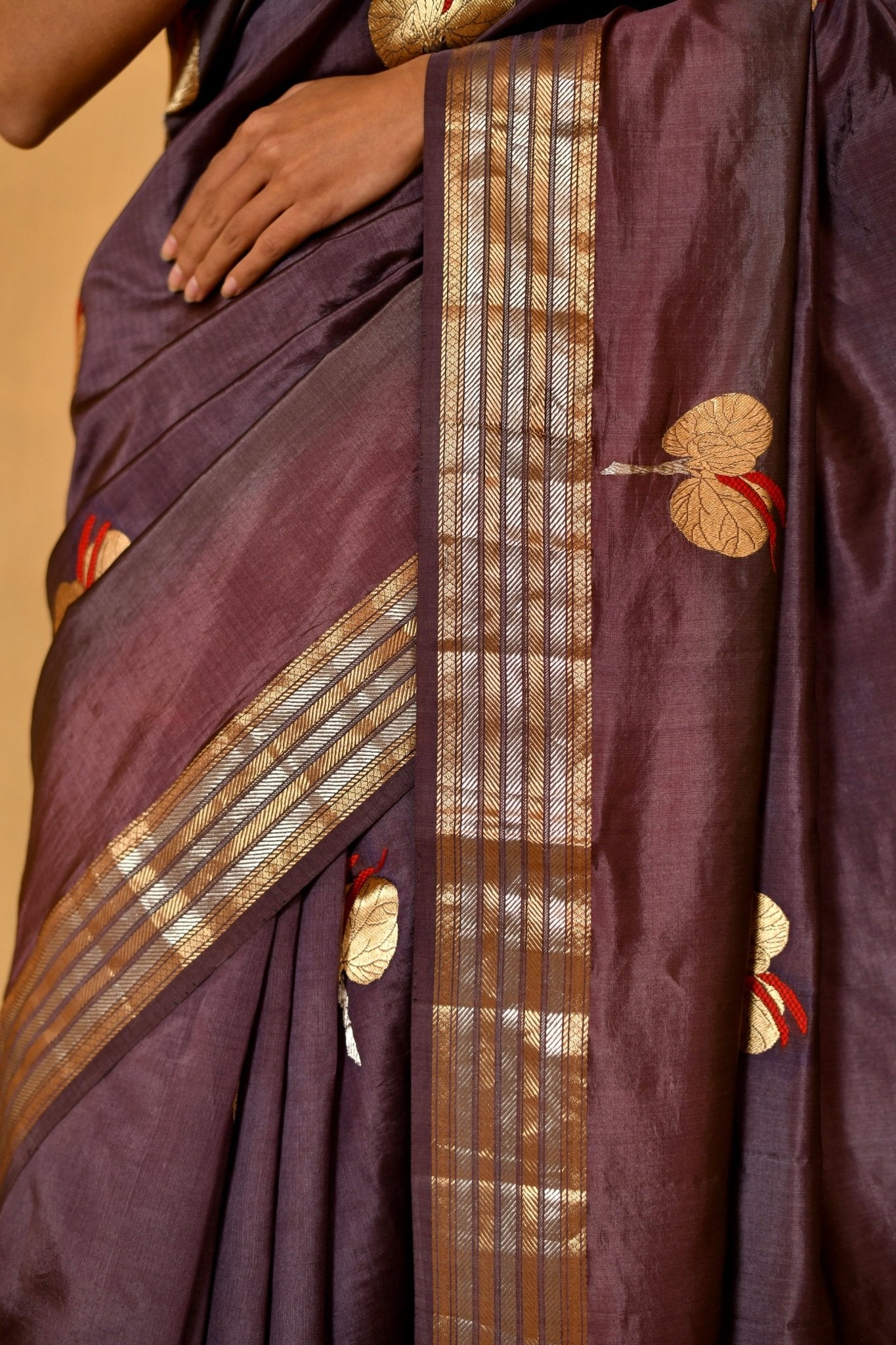 Handwoven Katan Silk Saree in Smoky Purple - Banarasiya