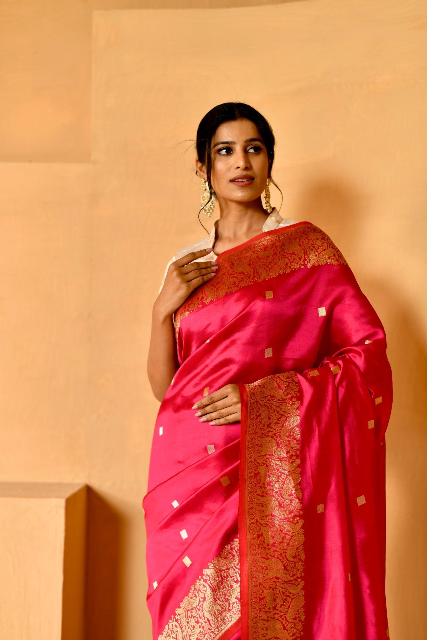 Handwoven Rose Toned Katan Silk Saree - Banarasiya