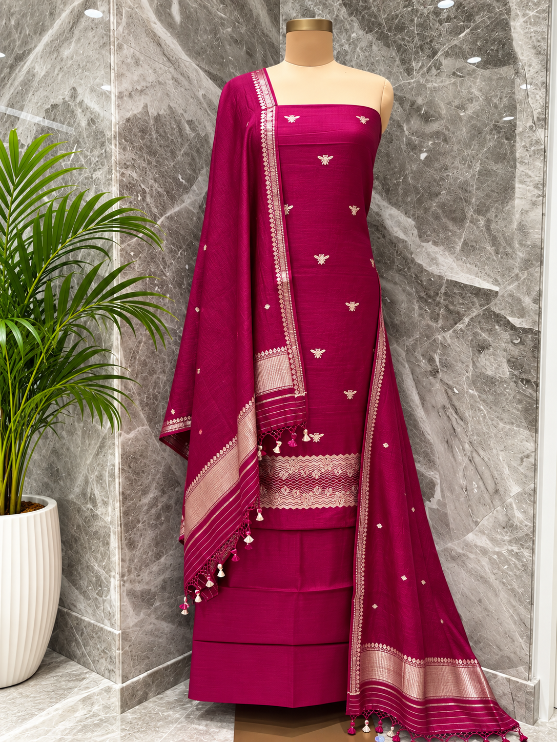 Deep Wine Pure Katan Silk Suit Set