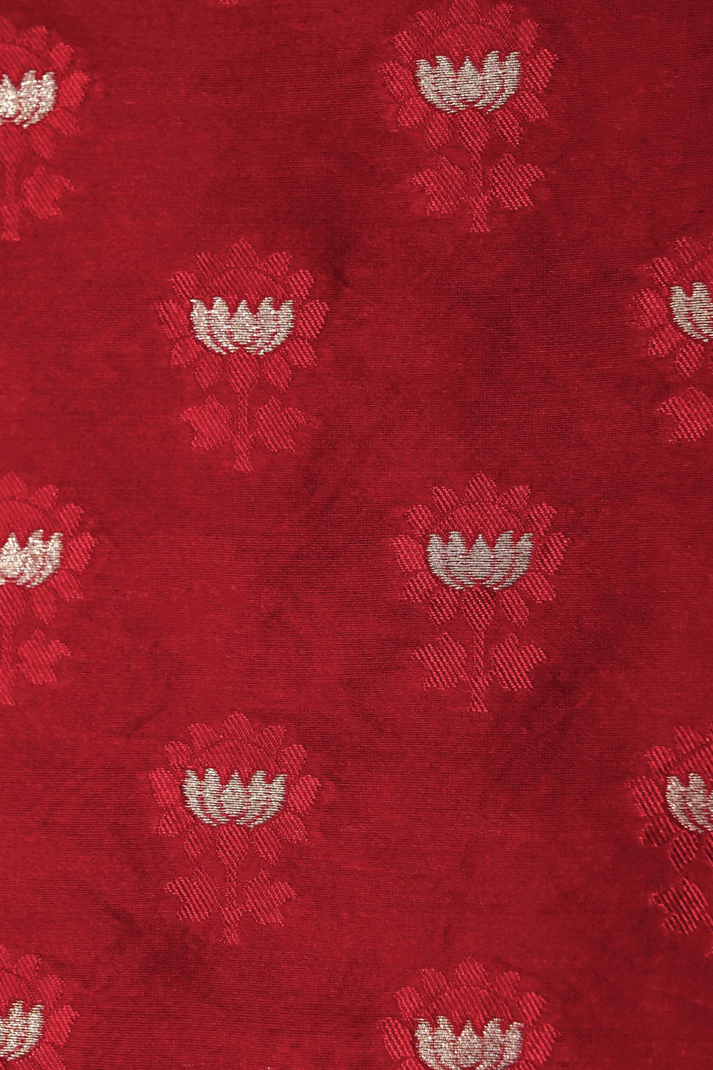 Crimson Bloom: Kora Organza Saree with Floral Art