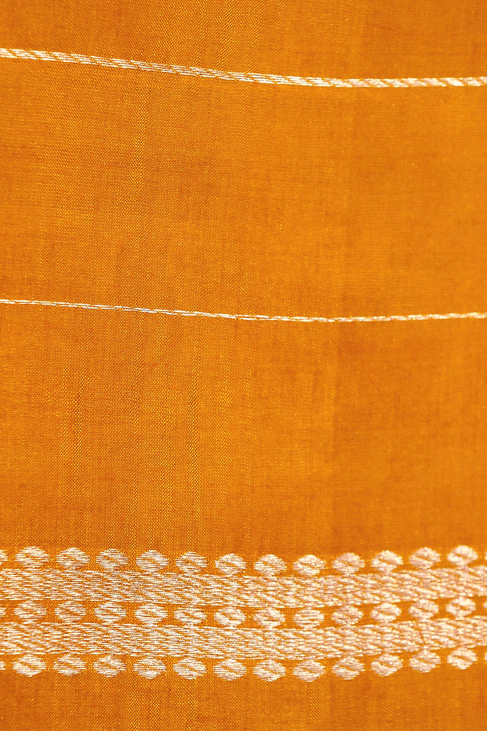 Handwoven Mustard Katan Silk Saree with Floral Motifs & Satin Border