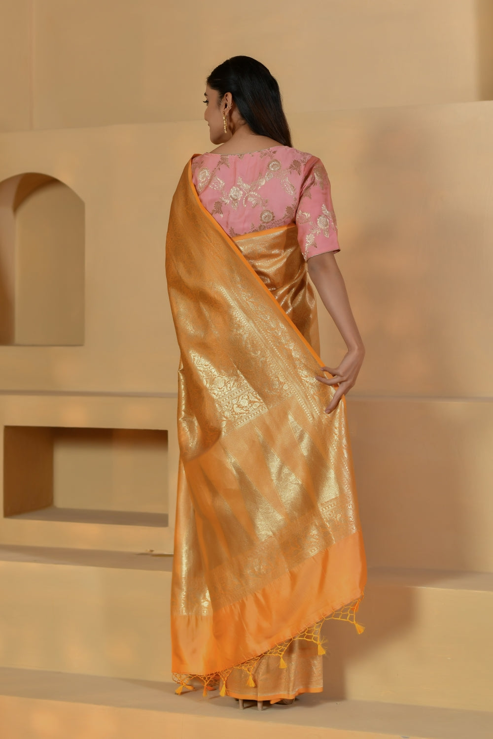 Pure Katan Silk Saree in Sunlight Yellow-Banarasiya