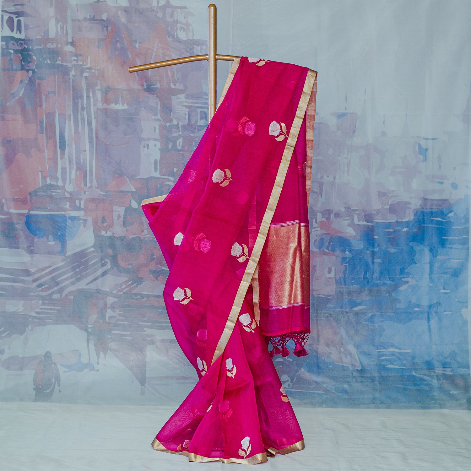 Pink Pure Organza Handloom Banarasi Saree - Banarasiya