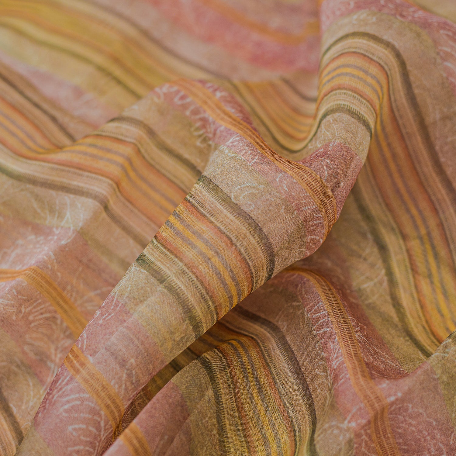 Multi Color Pure Organza Printed Banarasi Saree - Banarasiya