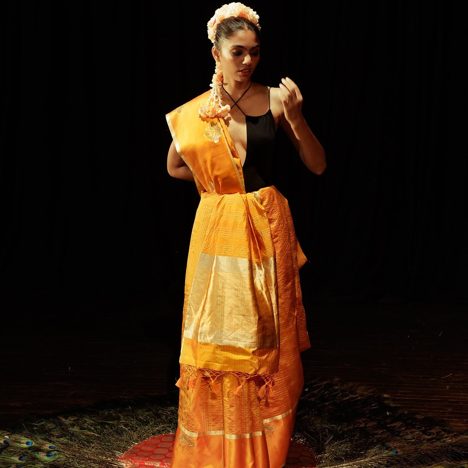 Yellow Pure Katan Silk Handloom Banarasi Saree - Banarasiya