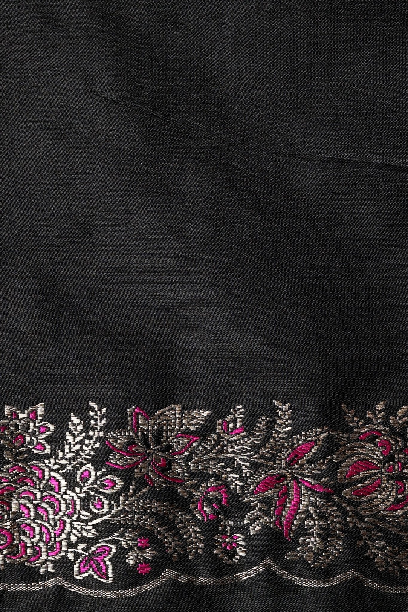 For The Generations Black Pure Katan Silk with Meenakari Work - Banarasiya