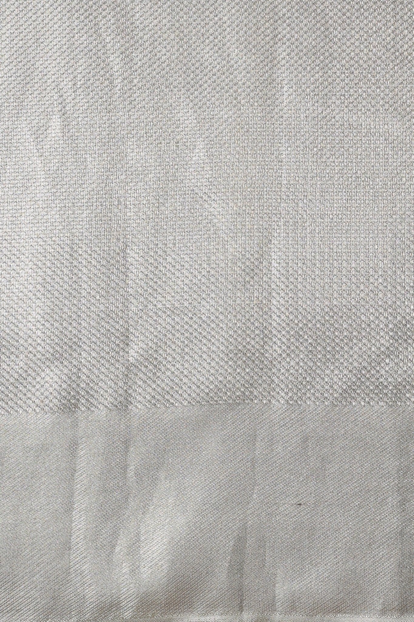 Floral Motifs on Grey Toned Tissue Silk Saree - Banarasiya