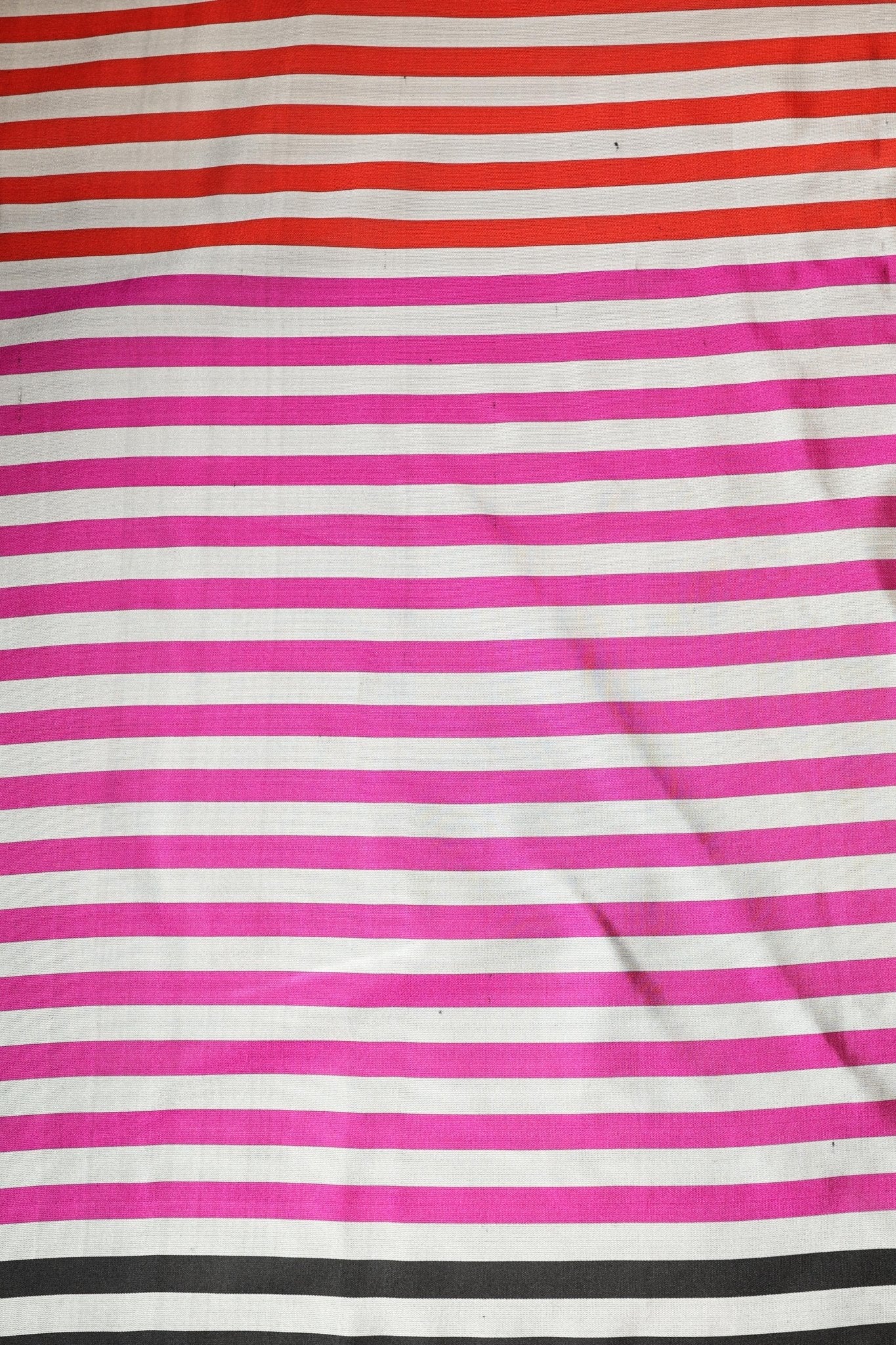 Striped Multi - Toned Katan Silk Saree - Banarasiya