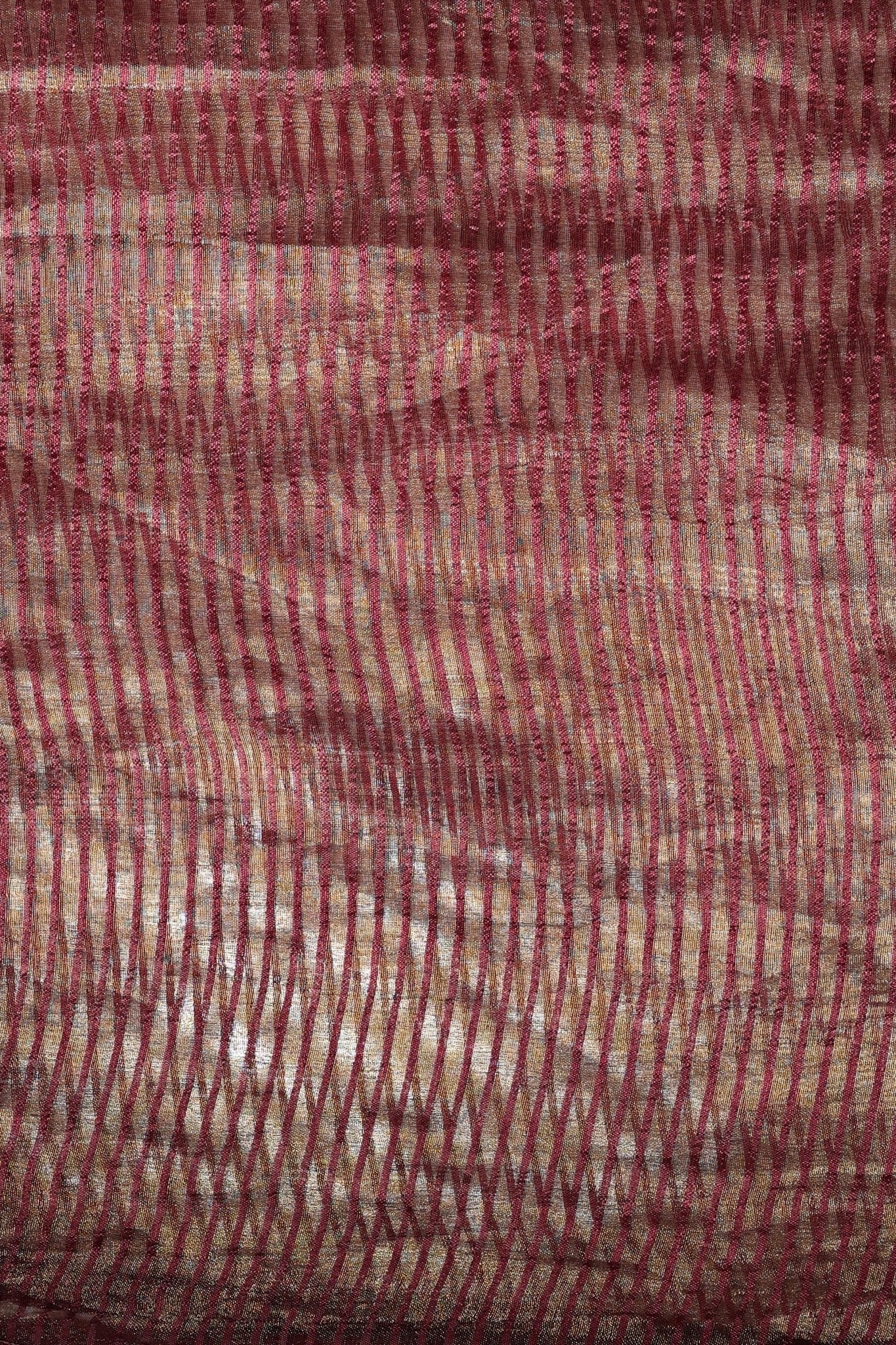 Burgundy Katan Organza Silk with Elephant Motif Pallu - Banarasiya