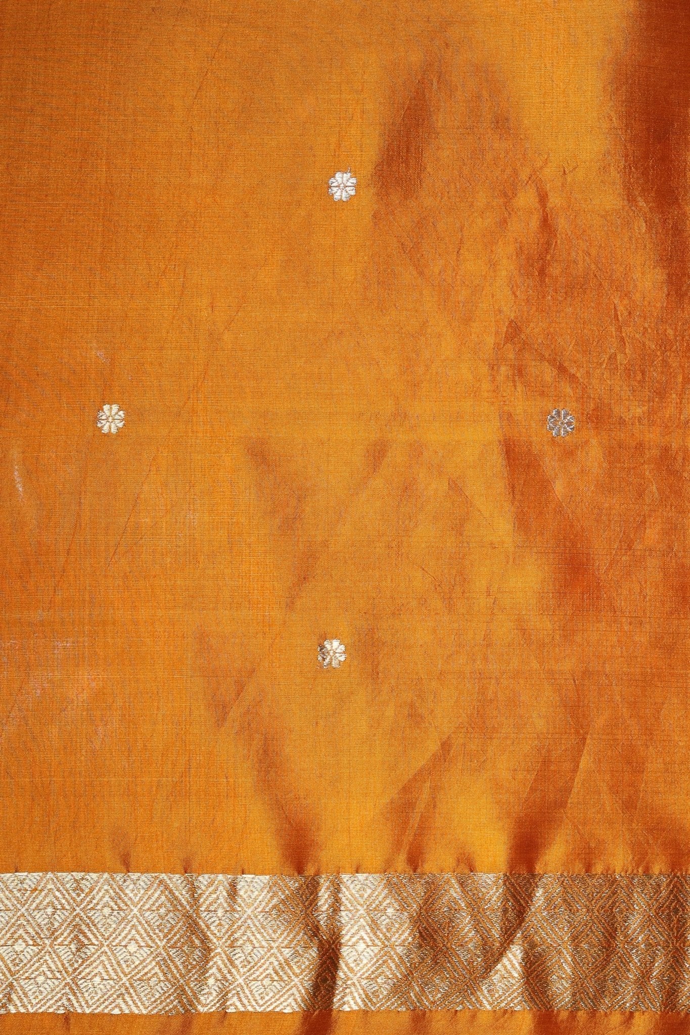 Handwoven Katan Silk in Marigold with Figure Pallu - Banarasiya