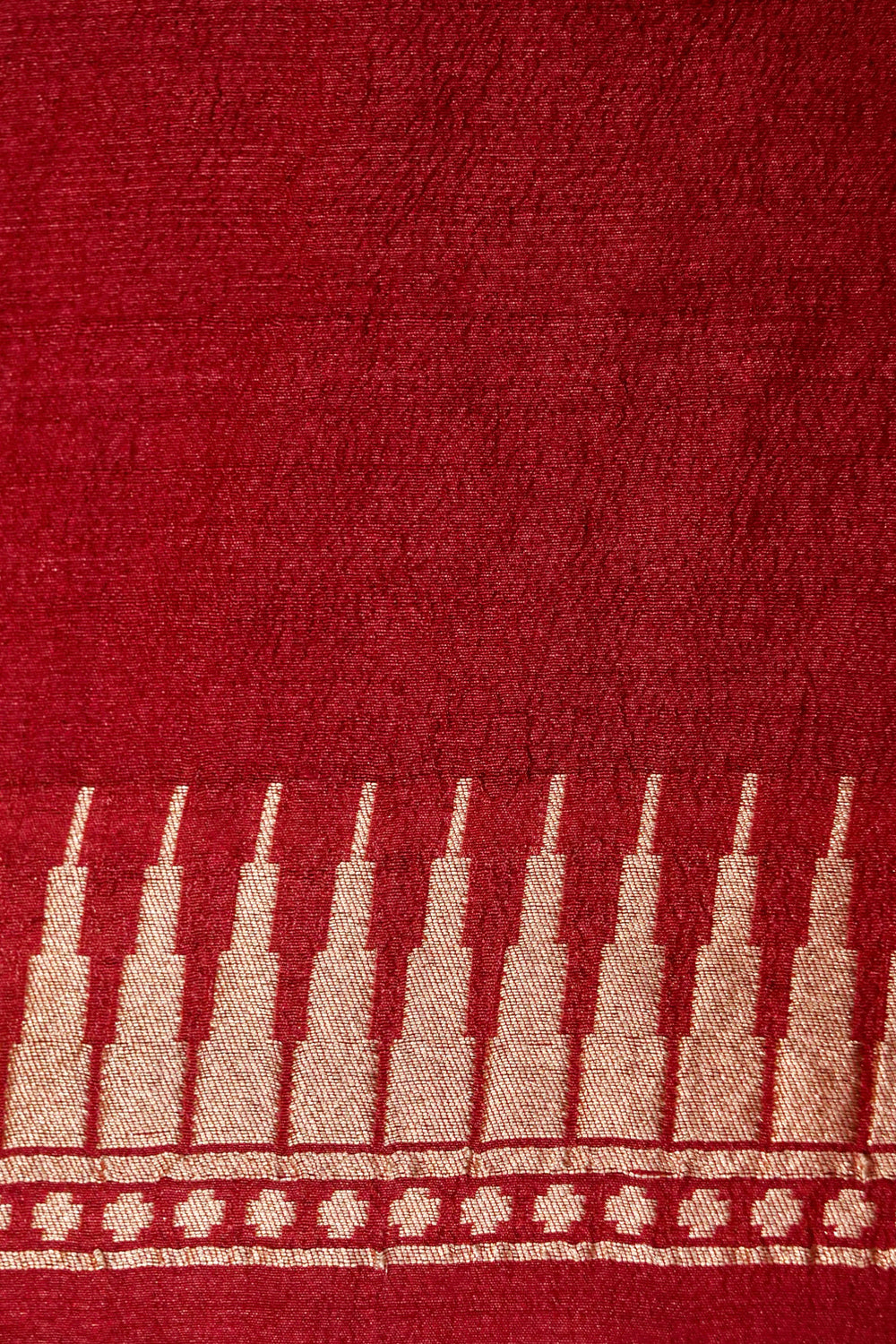 Handwoven Oxyblood Tussar Khaddi Saree with Floral Jaal