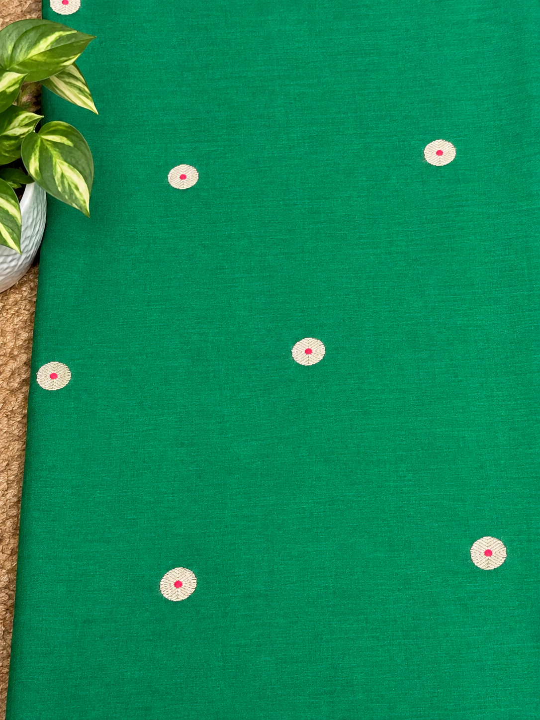 Emerald Green Pure Katan Silk Handloom Suit Set