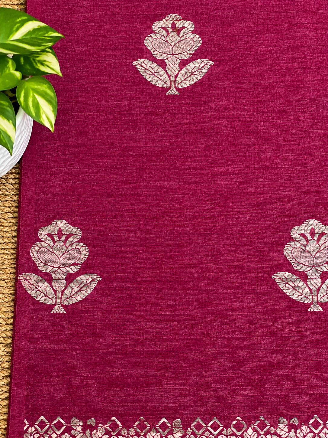 Pure Raw Silk Suit Set In Wine