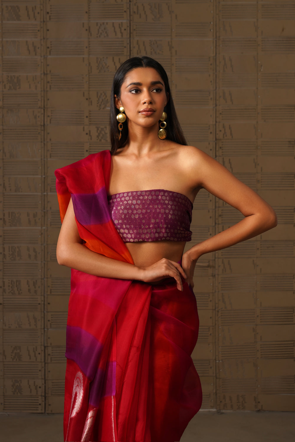 Multicolor Hand-Dyed Pure Kora Organza Saree