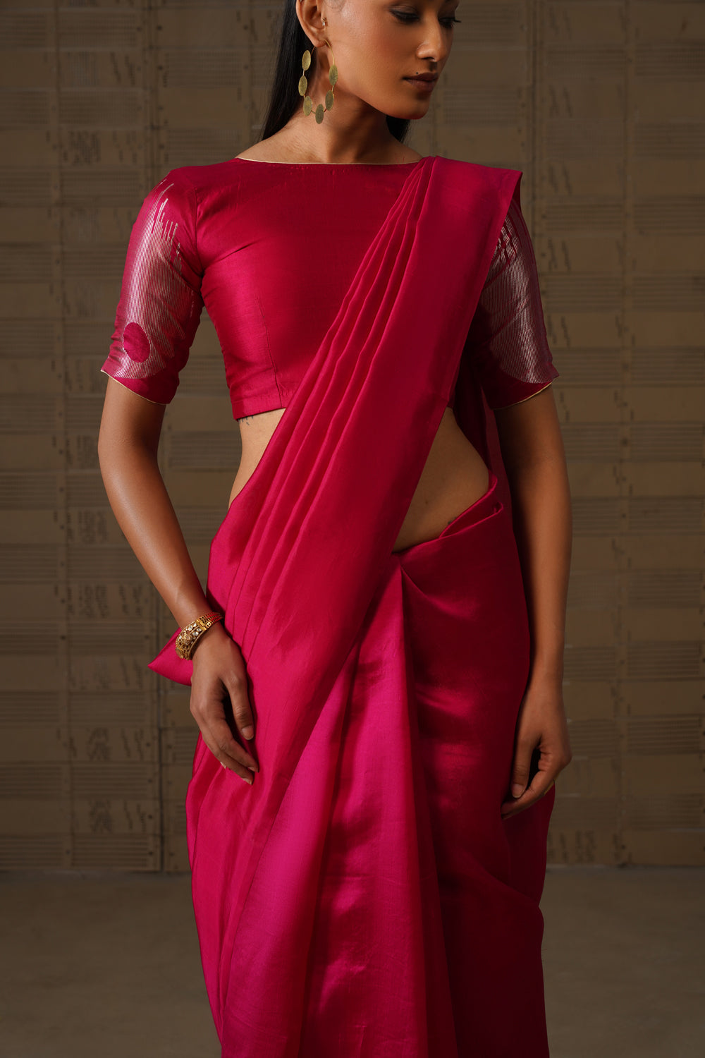 Rani Pink Horse Motif Katan Silk Saree