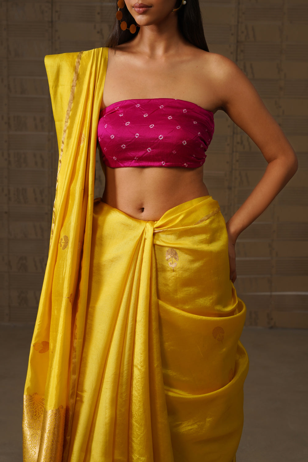 Sunshine Yellow Sona Rupa Katan Silk Saree