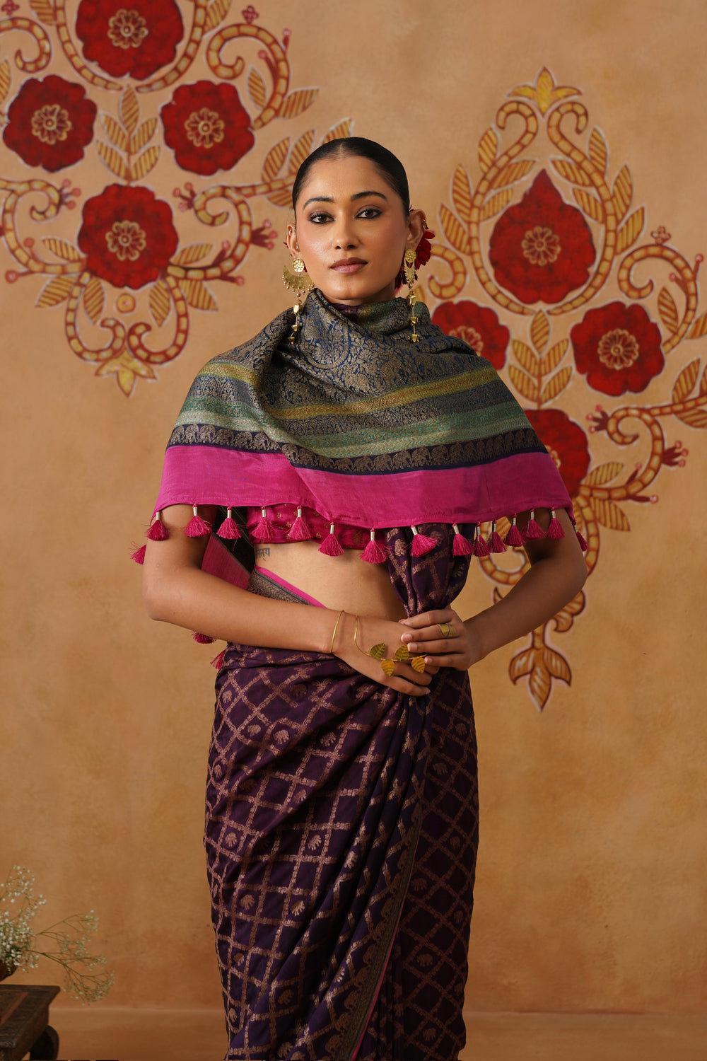 Multicolor Hand-Dyed Crepe Silk Banarasi Saree