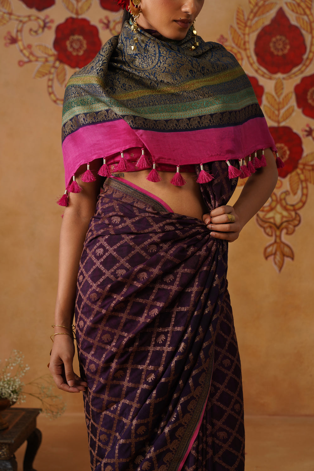 Multicolor Hand-Dyed Crepe Silk Banarasi Saree