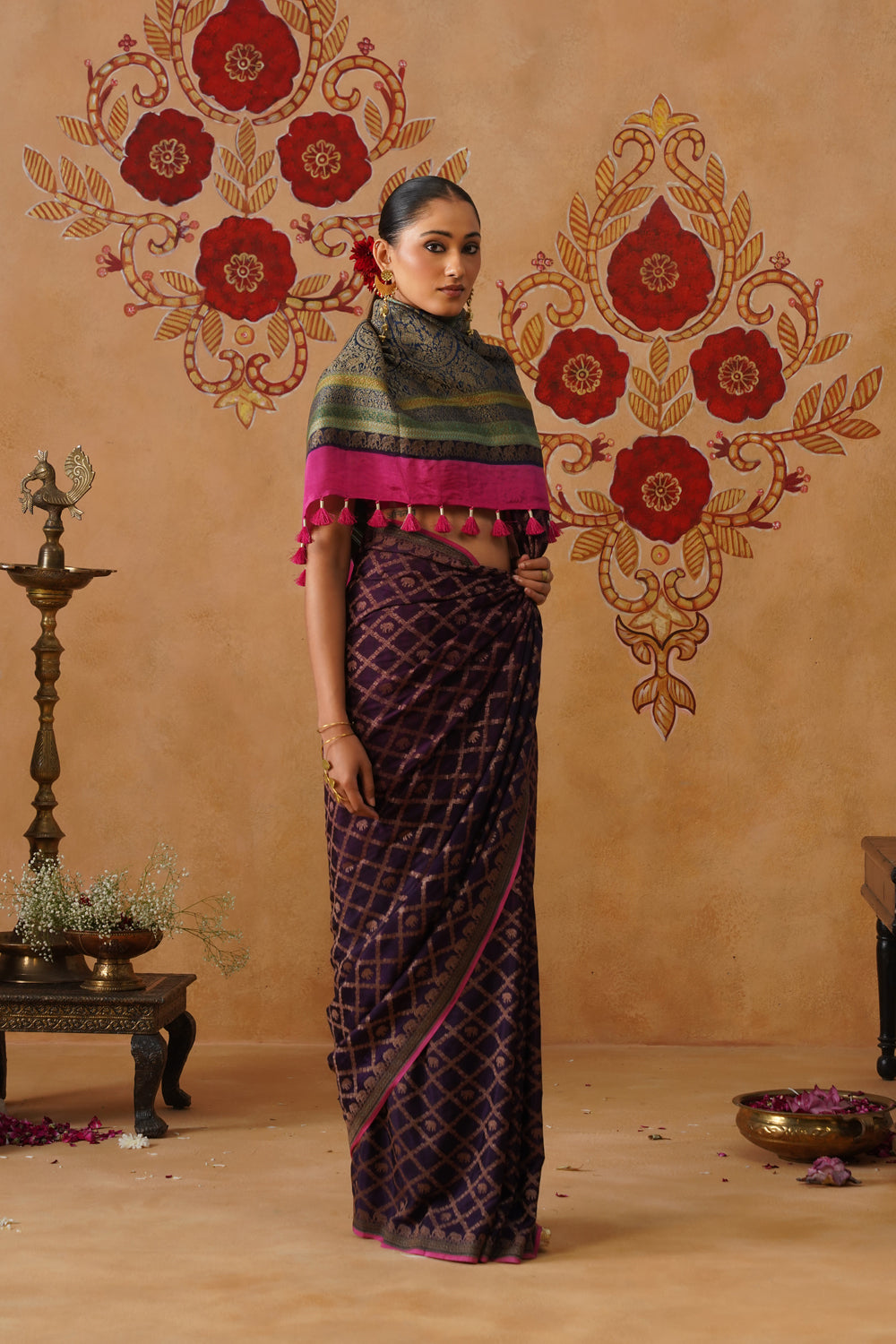Multicolor Hand-Dyed Crepe Silk Banarasi Saree