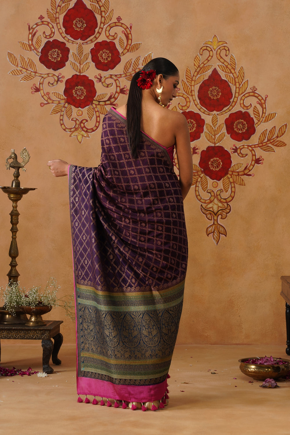 Multicolor Hand-Dyed Crepe Silk Banarasi Saree