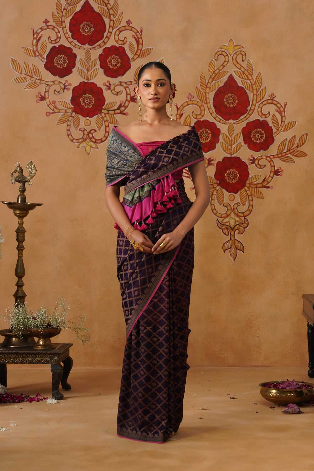 Multicolor Hand-Dyed Crepe Silk Banarasi Saree