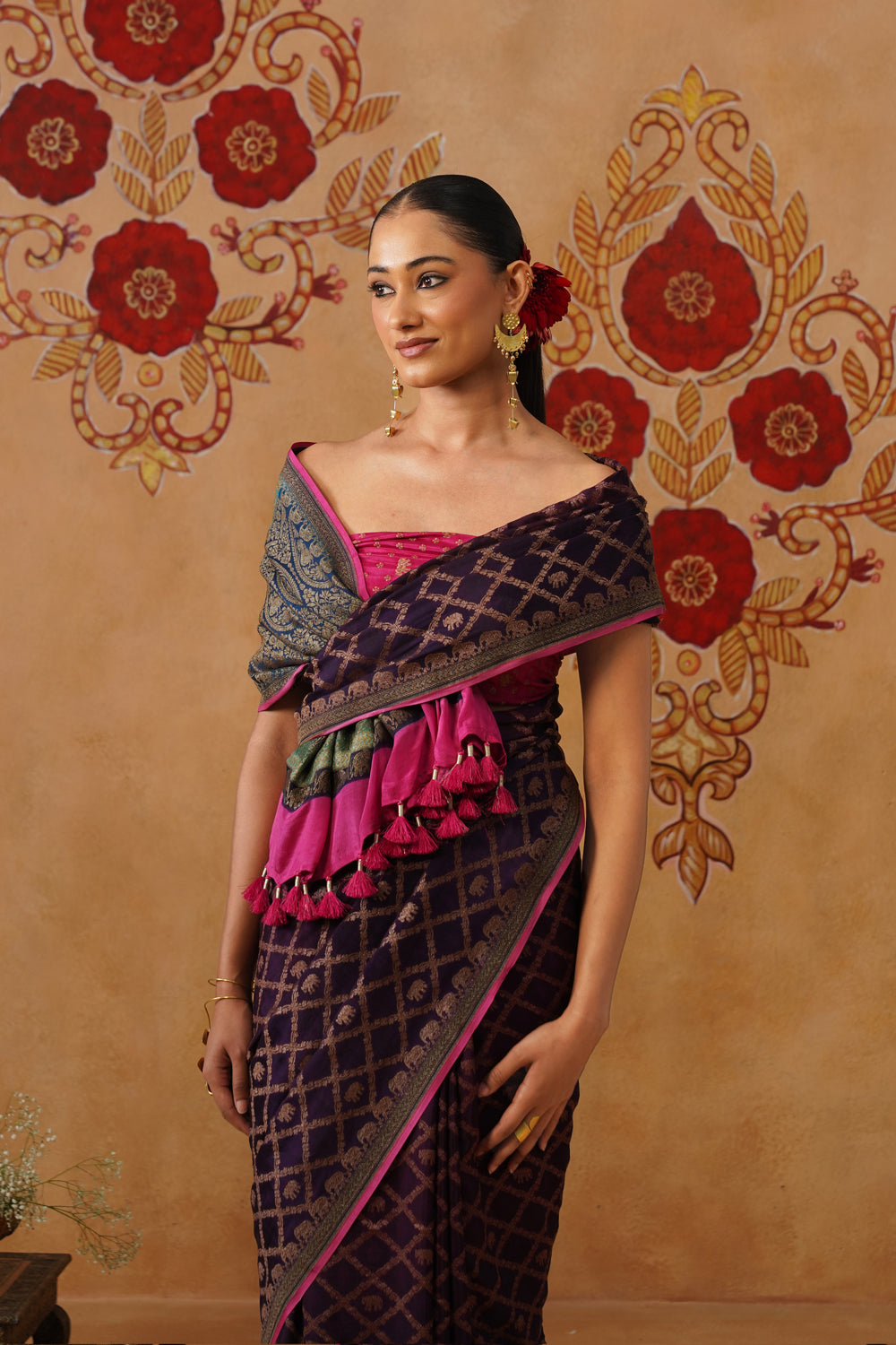 Multicolor Hand-Dyed Crepe Silk Banarasi Saree