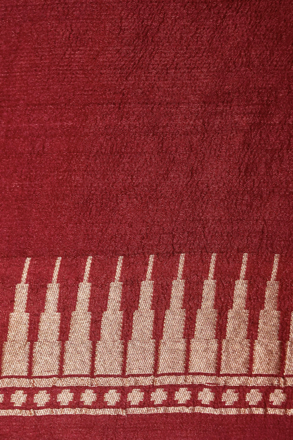 Handwoven Oxyblood Tussar Khaddi Saree with Floral Jaal