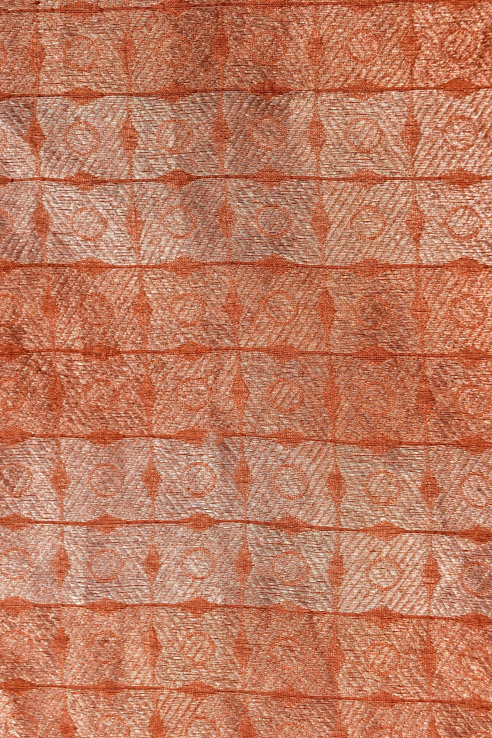 Handwoven Peach Katan Tissue Silk Saree in Tanchoi