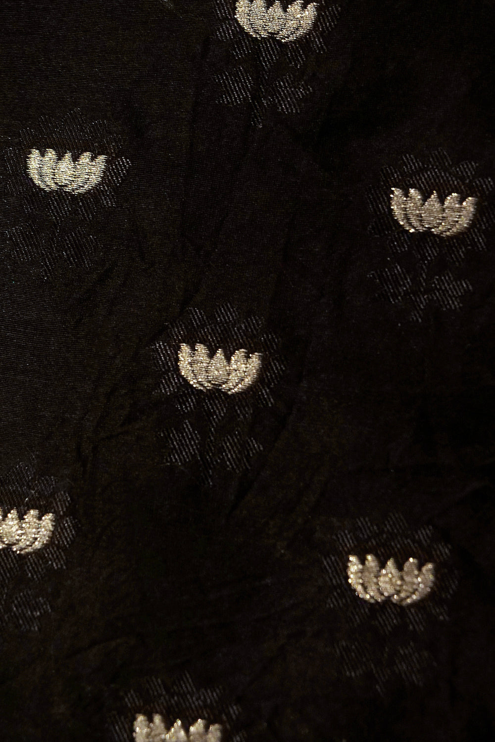 Floral Noir: Hand-Printed Kora Organza Saree