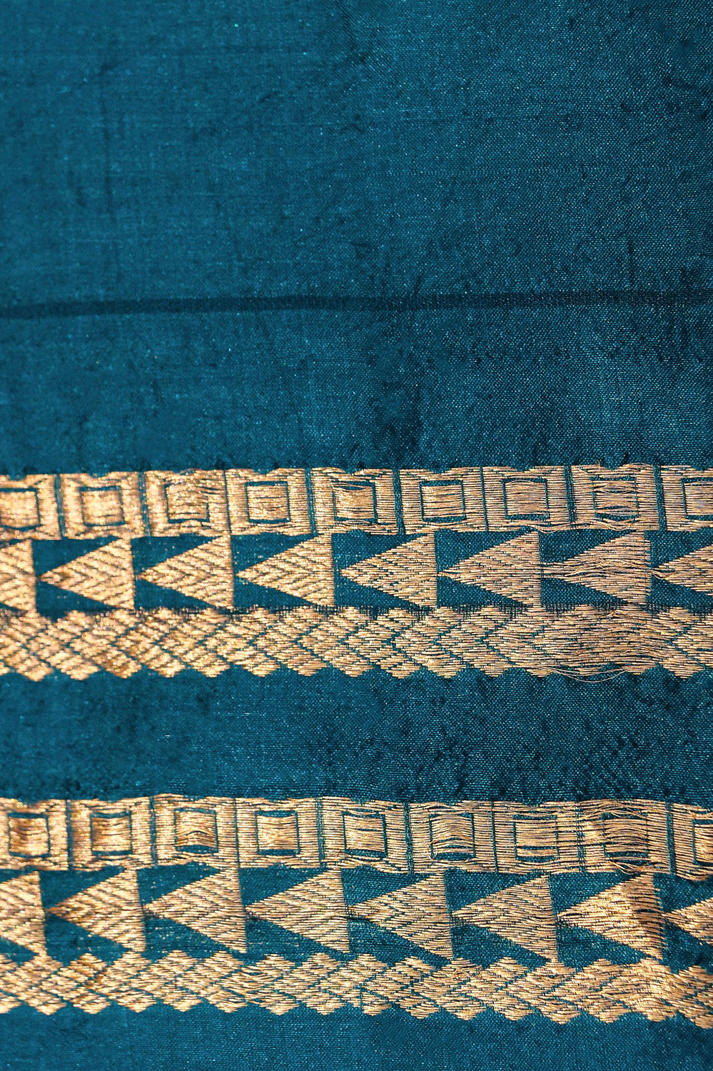 Handwoven Teal Blue Katan Silk Saree with Floral Butas