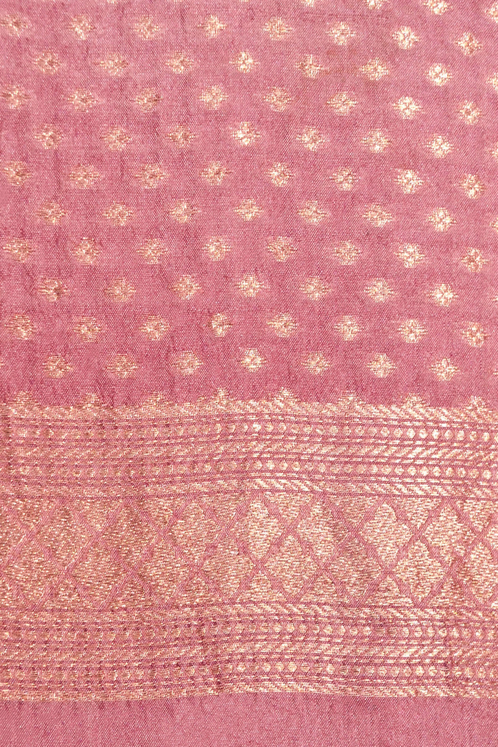 Handwoven Onion Pink Kora Katan Silk Saree
