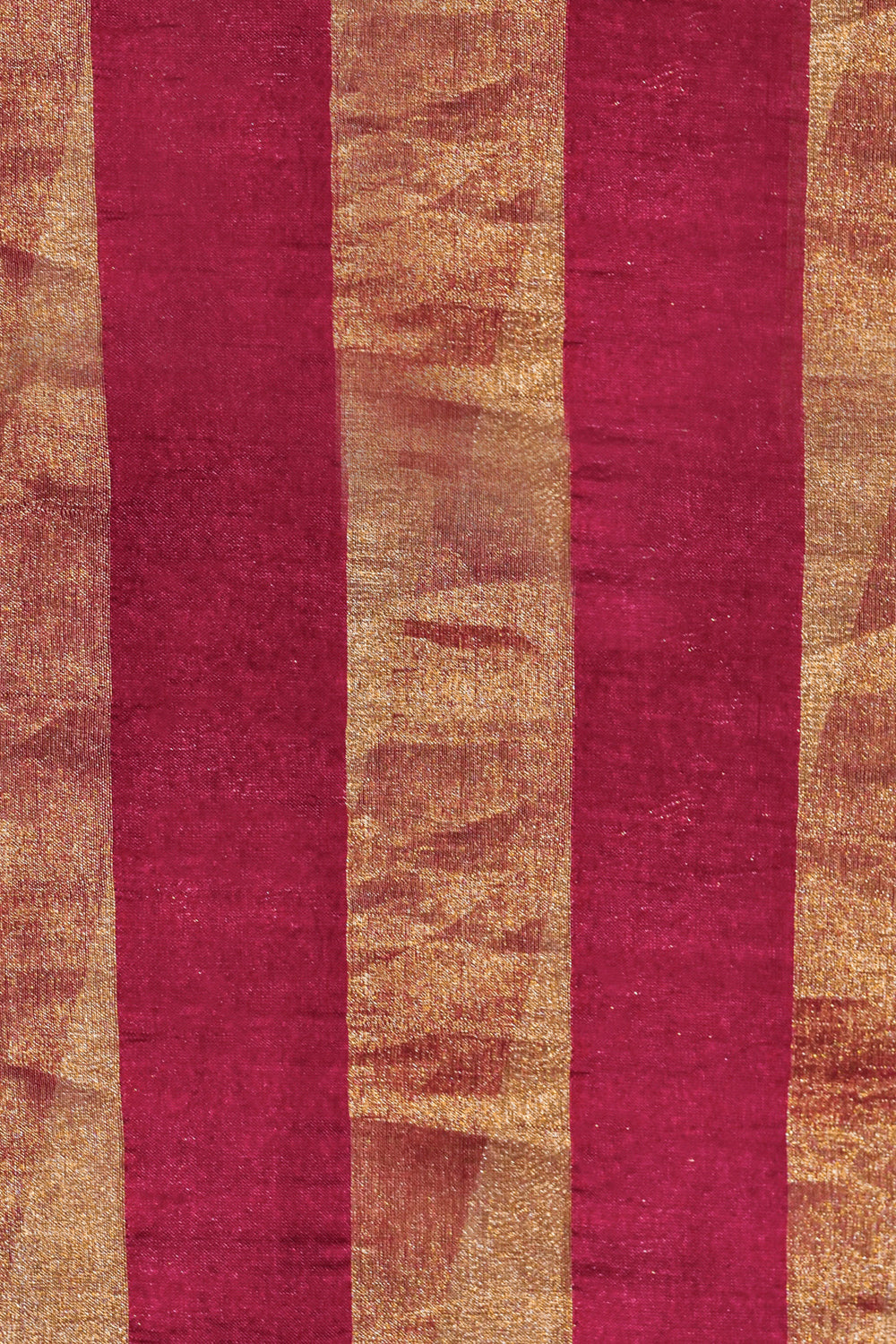 Handwoven Wine & Gold Striped Katan-Tissue Silk Saree