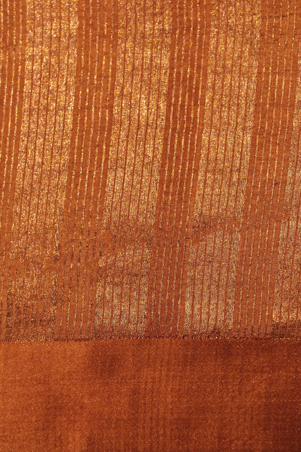 Handwoven Mustard Yellow Striped Katan-Tissue Silk Saree