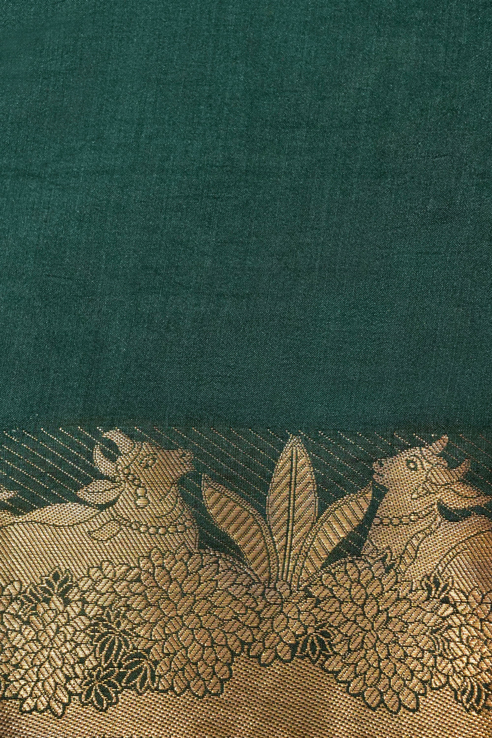 Handwoven Emerald Katan Silk Saree with Pichwai Border
