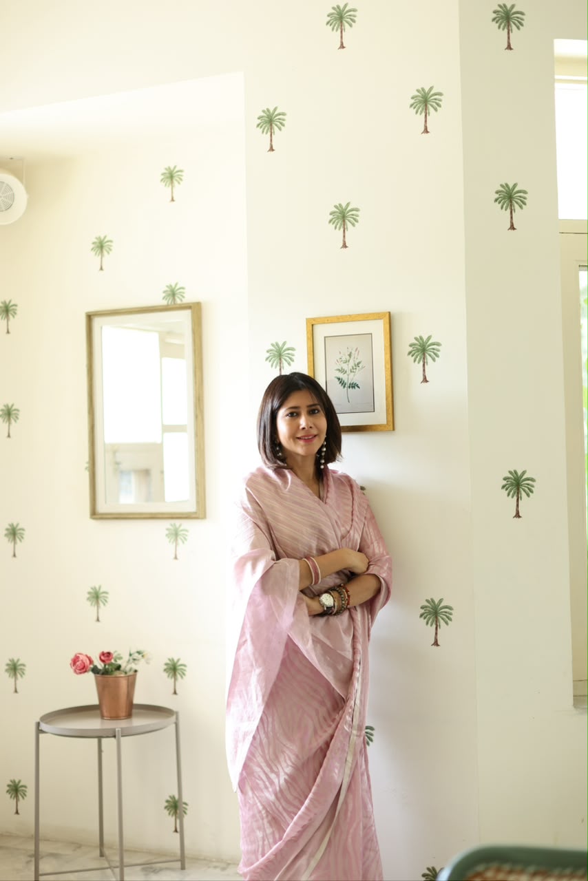 Handwoven Tissue Katan Saree in Rose Pink Glimmer