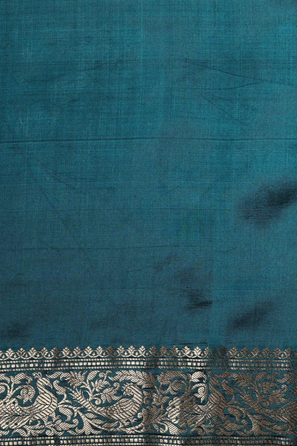 Deep Teal Blue Katan Silk with Sona Roopa Bootas-Banarasiya