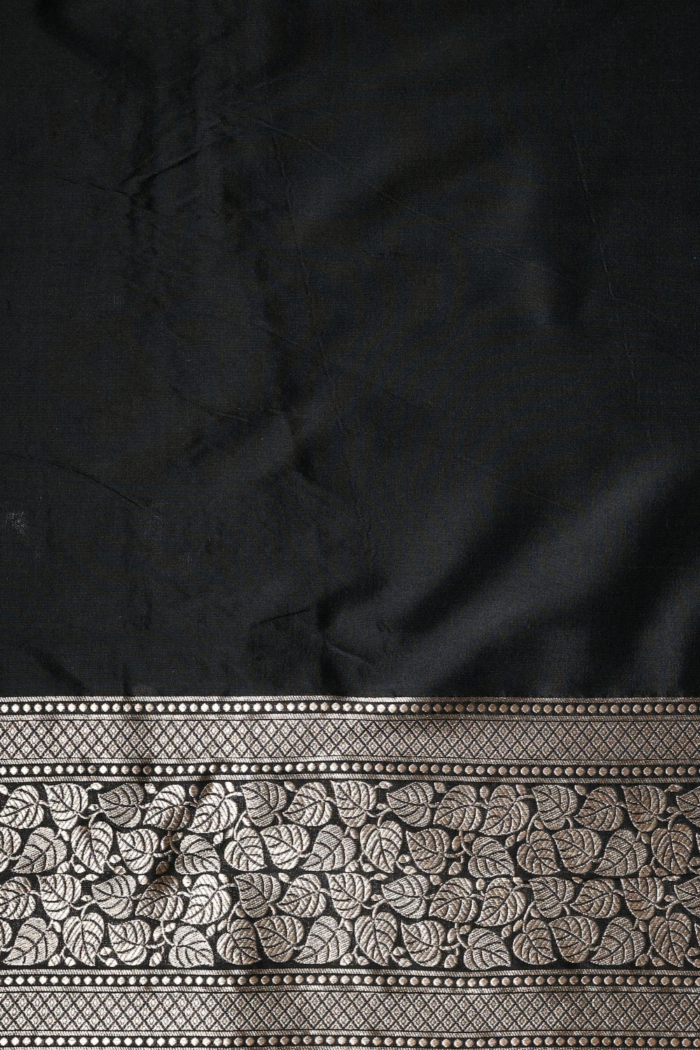 Handwoven Black Katan Silk Saree with Shikargah Motifs